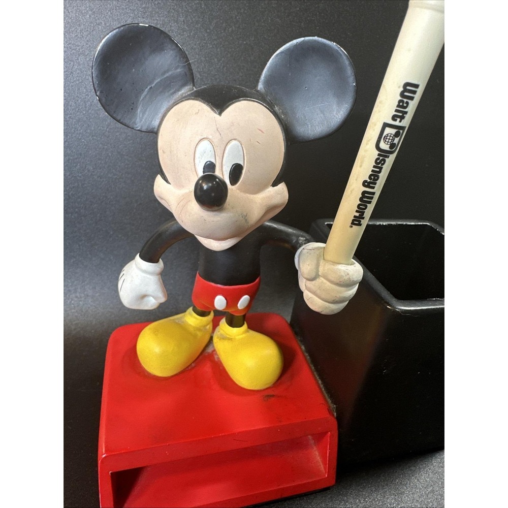 Vintage Disney Mickey Mouse Pen & Pencil Holder Notepad Holder Desk Org w/ Pen - Picture 4 of 11